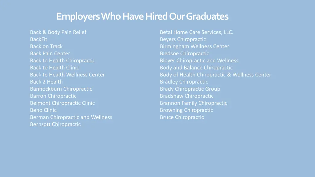 employers who have hired our graduates 2