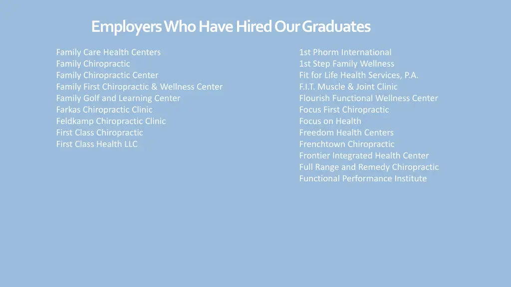 employers who have hired our graduates 7