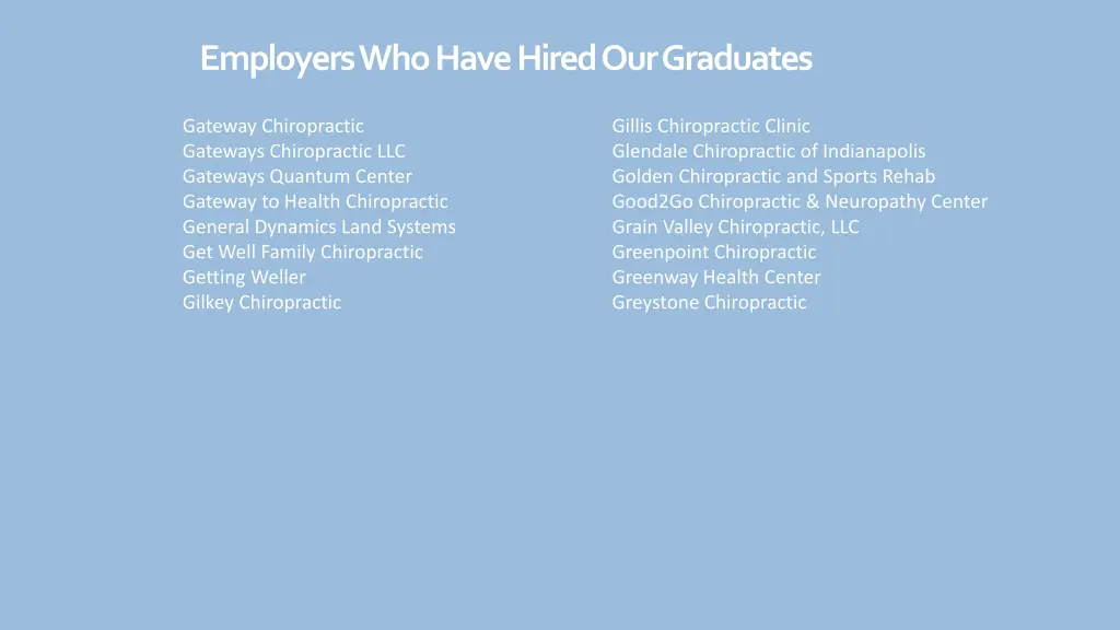 employers who have hired our graduates 8