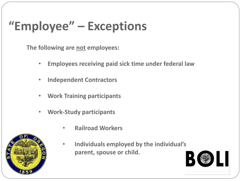 employee exceptions