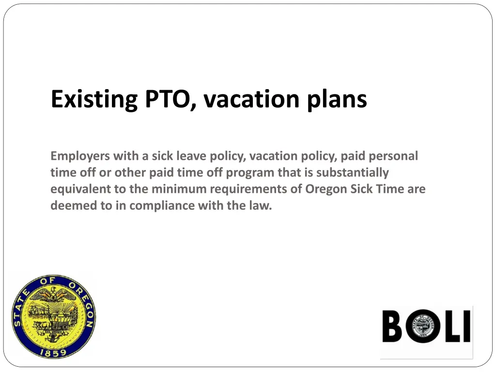 existing pto vacation plans