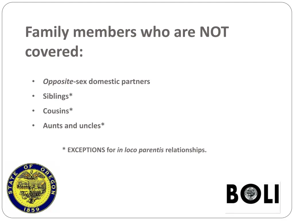 family members who are not covered