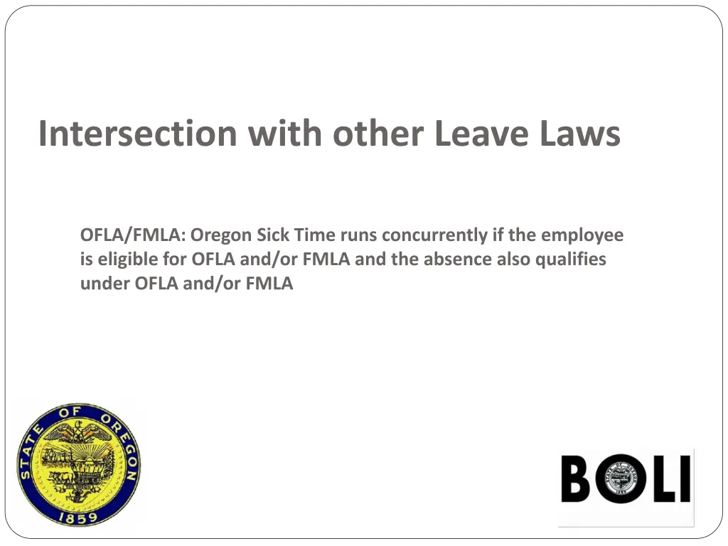 intersection with other leave laws