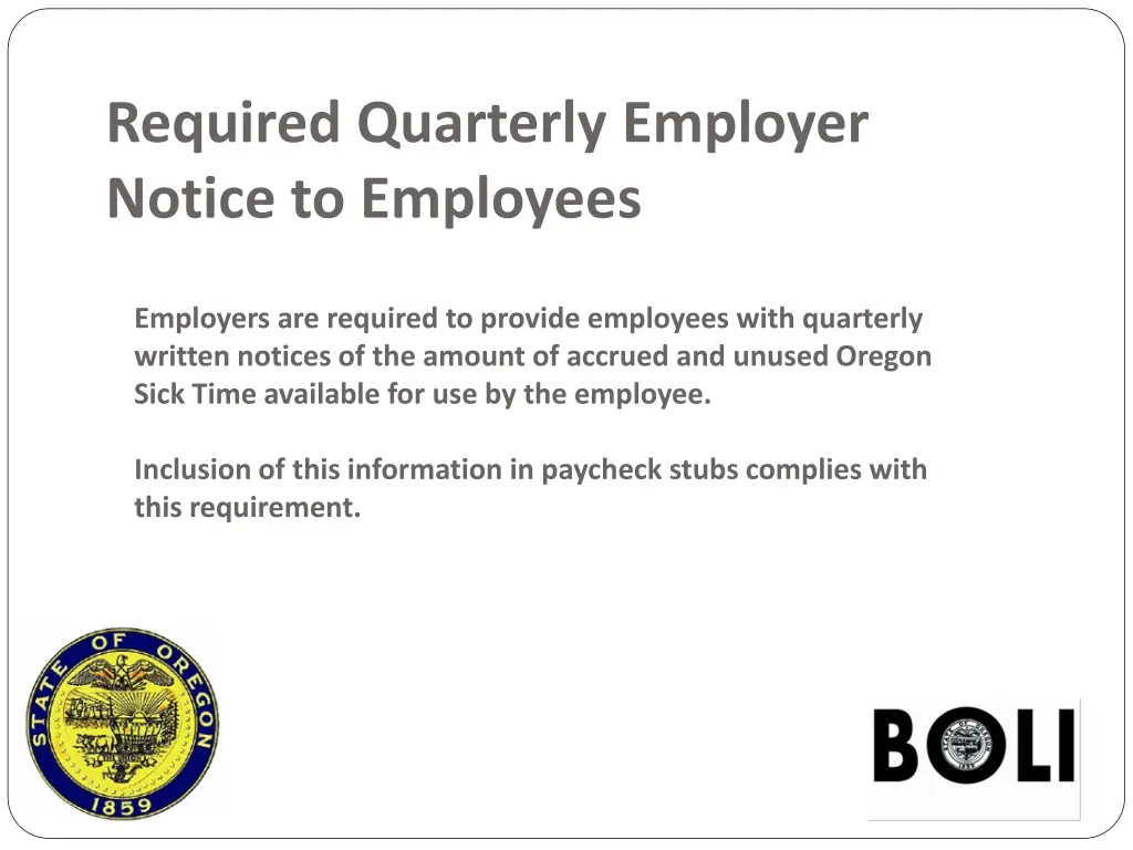 required quarterly employer notice to employees