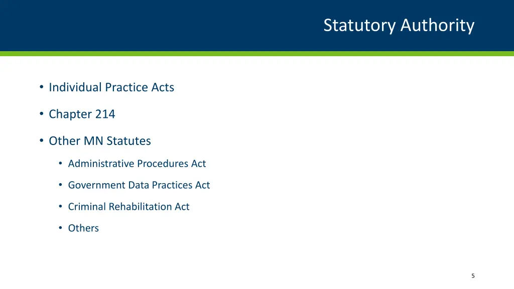 statutory authority