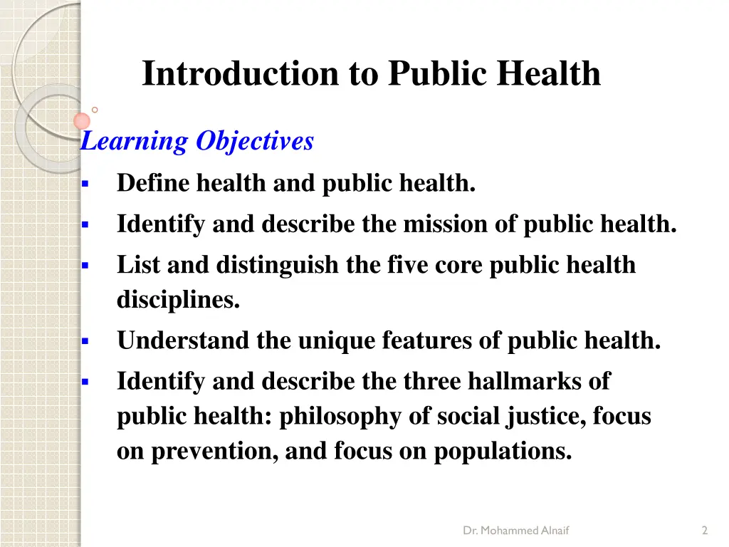 introduction to public health