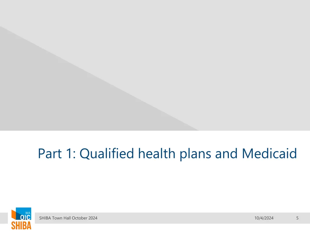 part 1 qualified health plans and medicaid