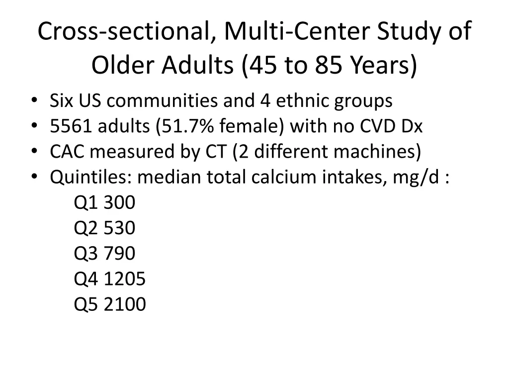 cross sectional multi center study of older
