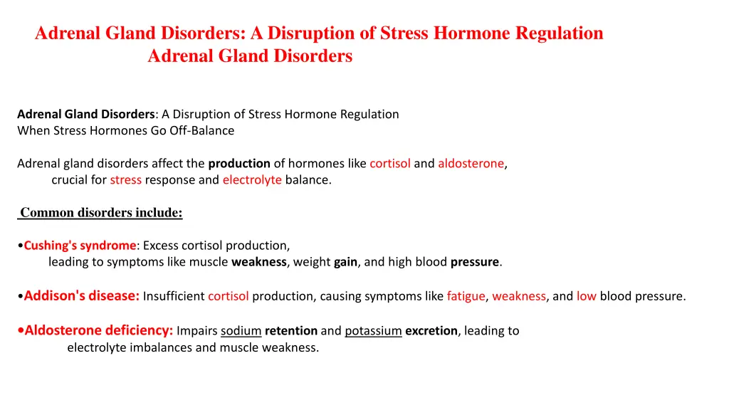 adrenal gland disorders a disruption of stress