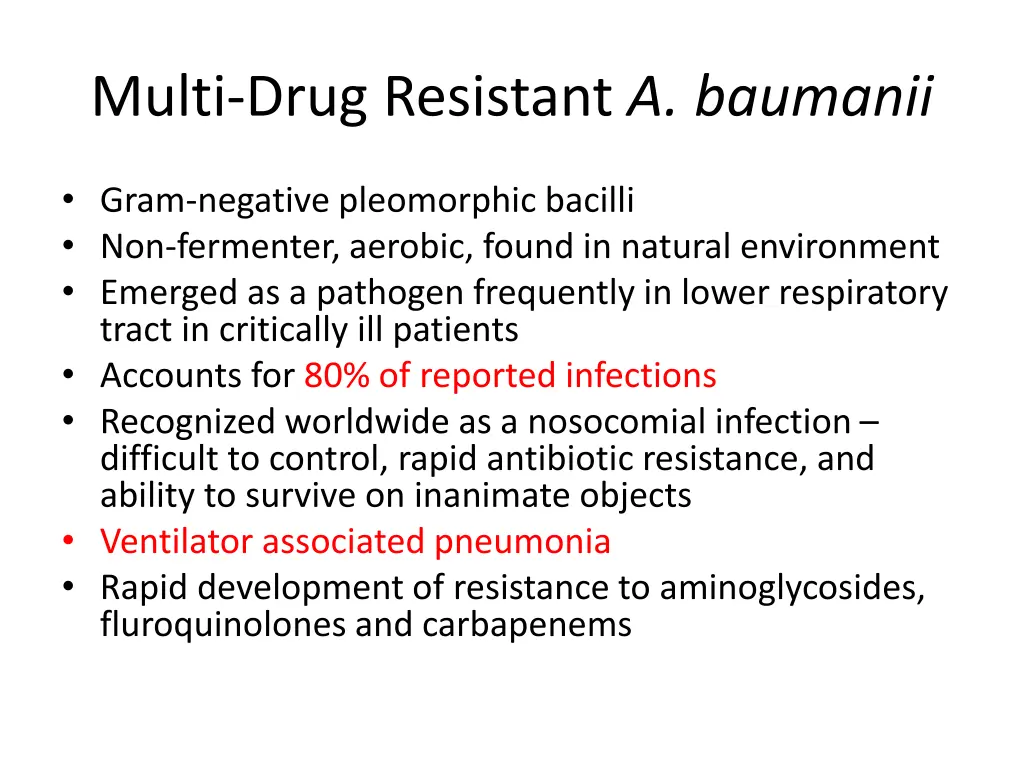 multi drug resistant a baumanii