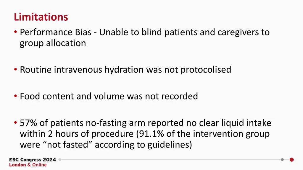 limitations performance bias unable to blind