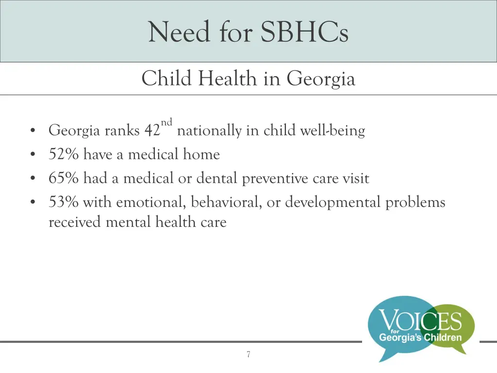 need for sbhcs