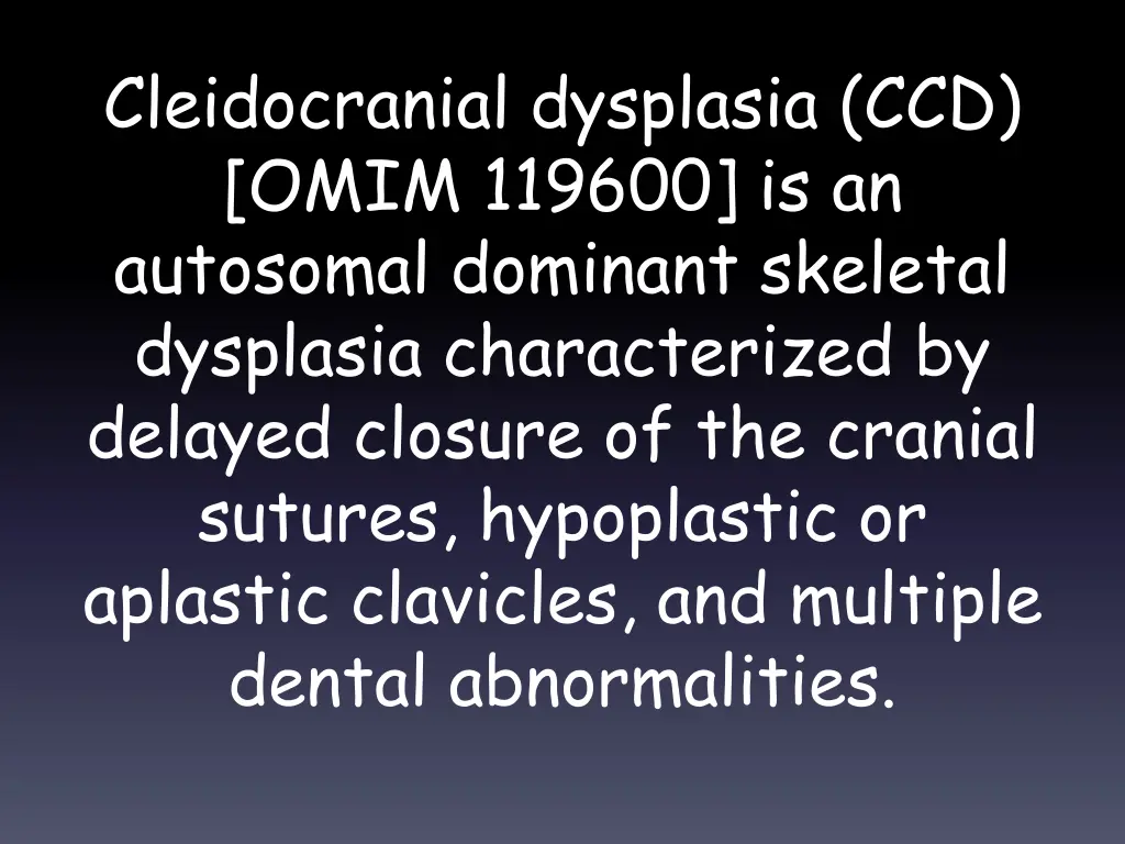 cleidocranial dysplasia ccd omim 119600