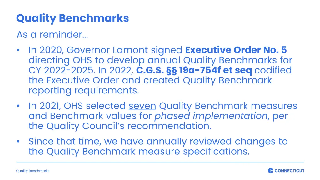 quality benchmarks as a reminder in 2020 governor