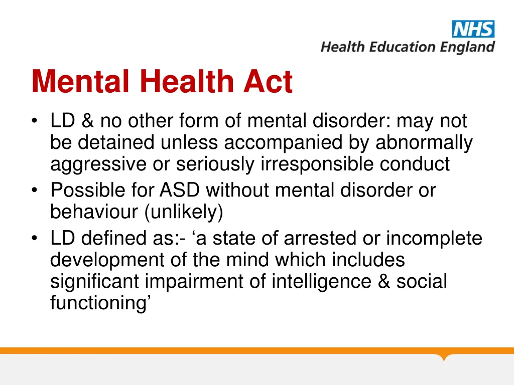 mental health act ld no other form of mental