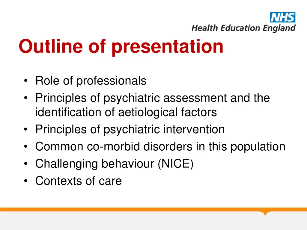 outline of presentation