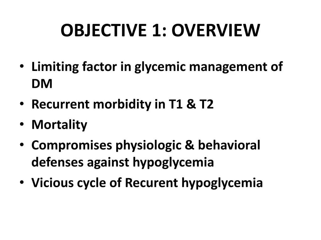 objective 1 overview