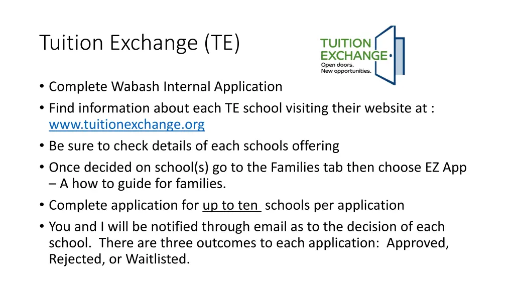 tuition exchange te