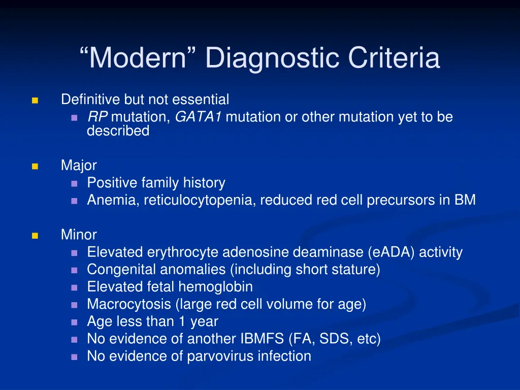 modern diagnostic criteria