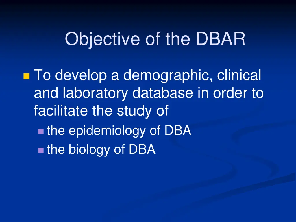 objective of the dbar