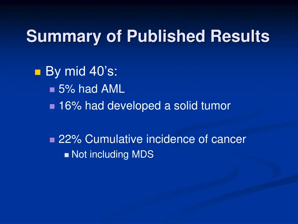 summary of published results