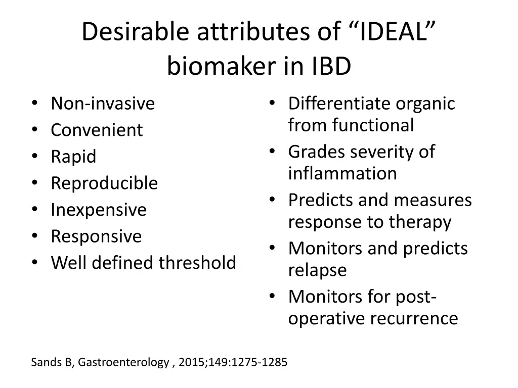 desirable attributes of ideal biomaker