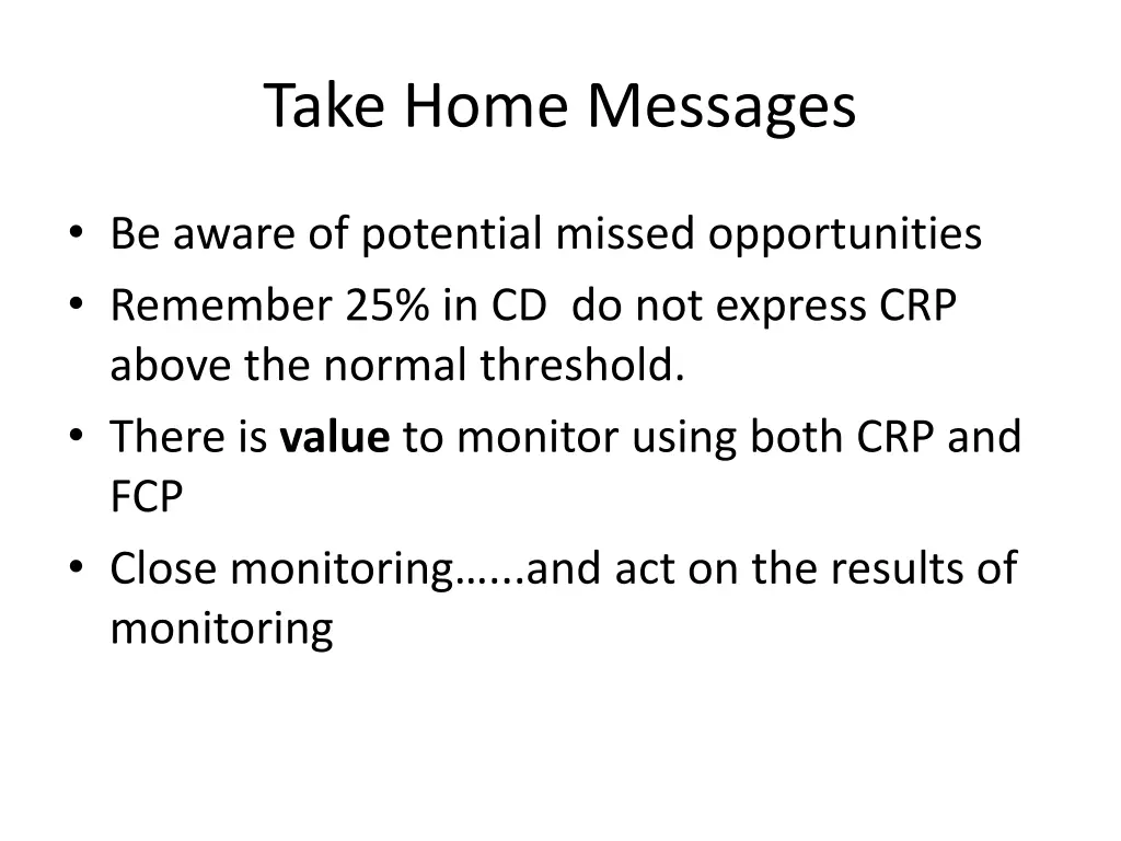 take home messages 1