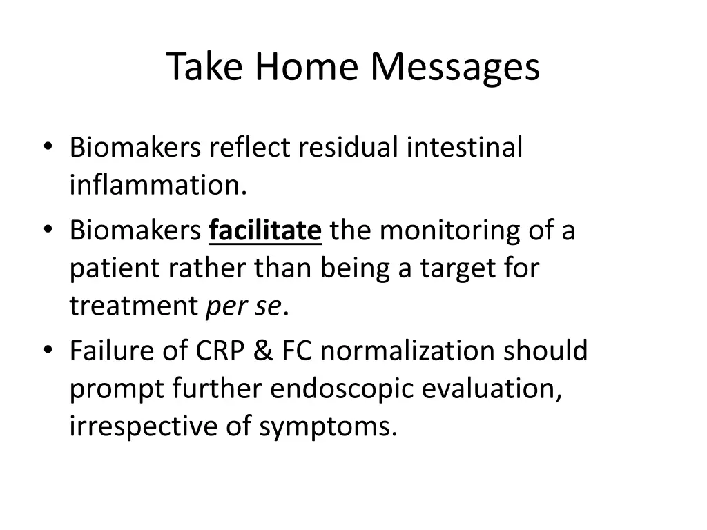 take home messages