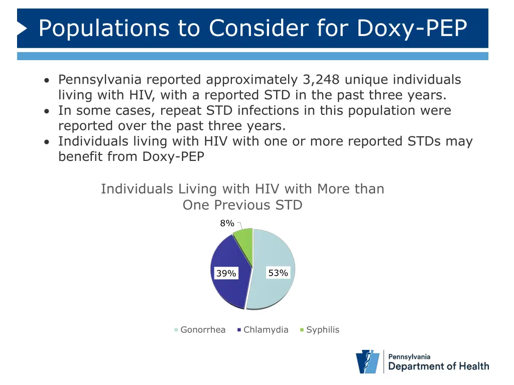populations to consider for doxy pep