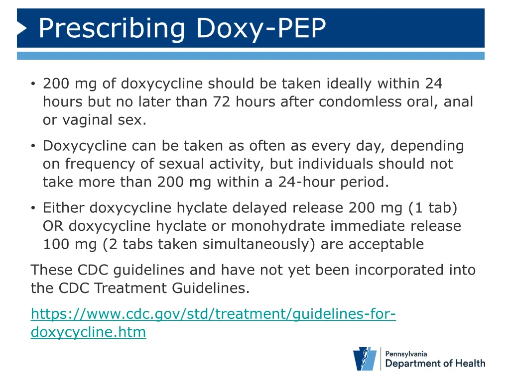 prescribing doxy pep