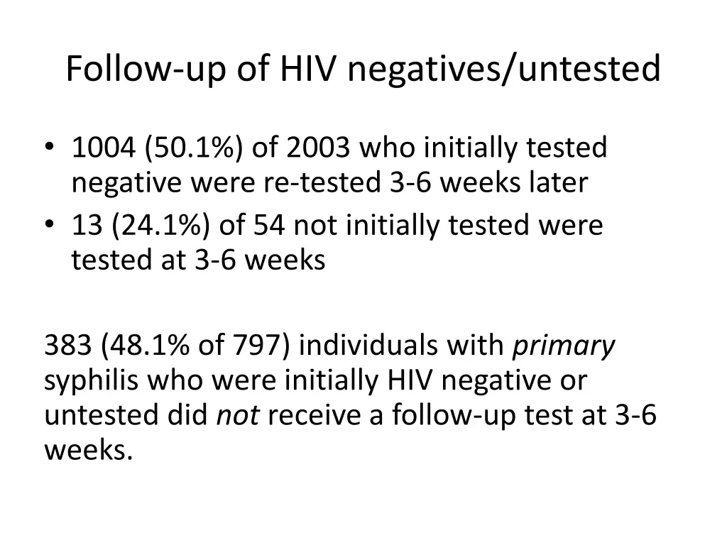 follow up of hiv negatives untested