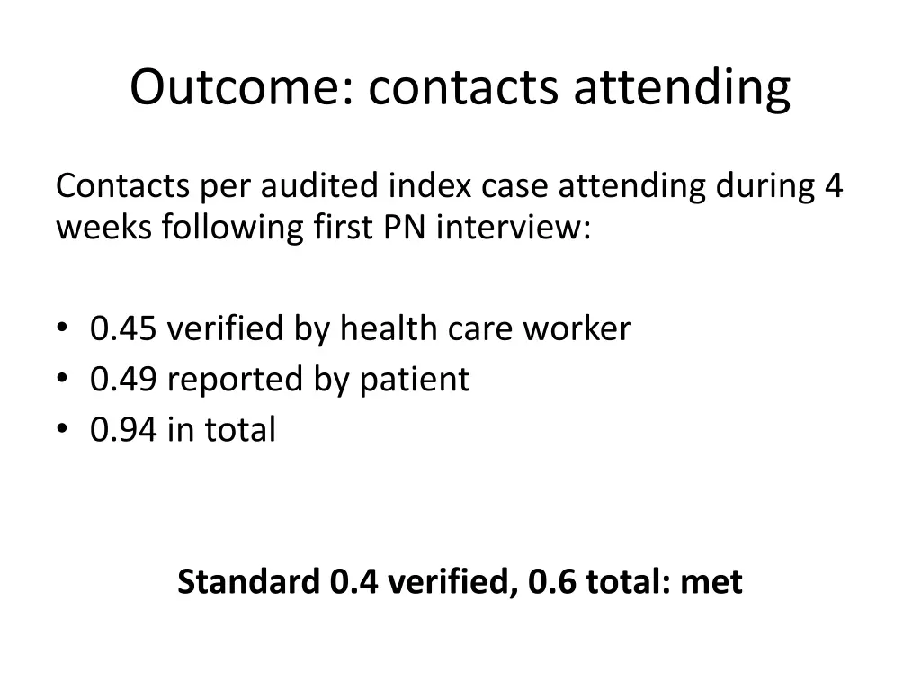 outcome contacts attending