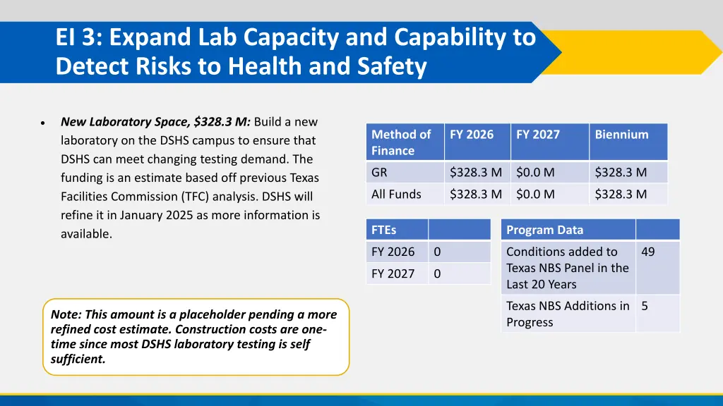 ei 3 expand lab capacity and capability to detect