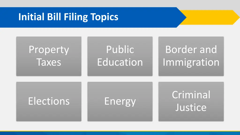 initial bill filing topics
