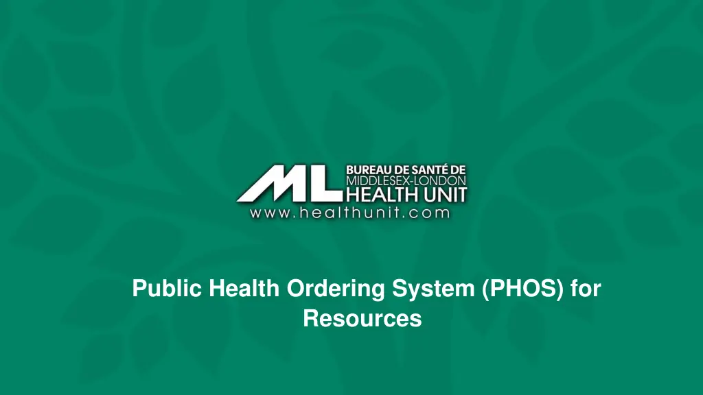 public health ordering system phos for resources