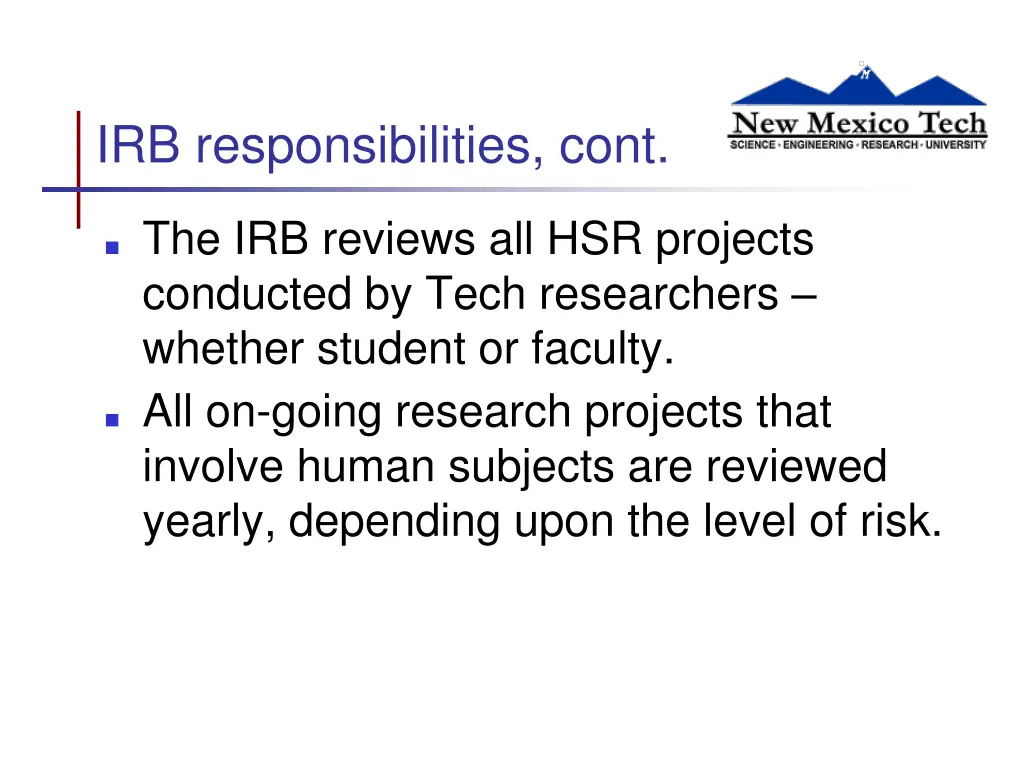 irb responsibilities cont