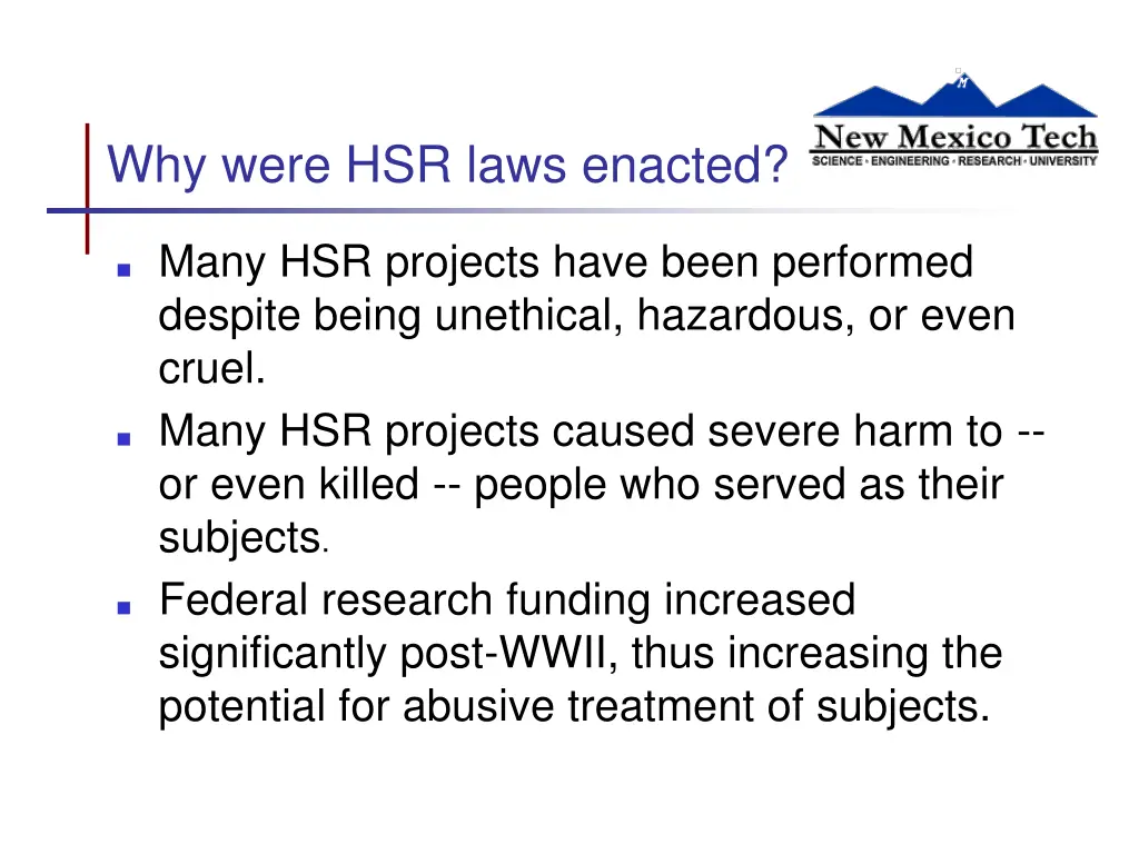 why were hsr laws enacted