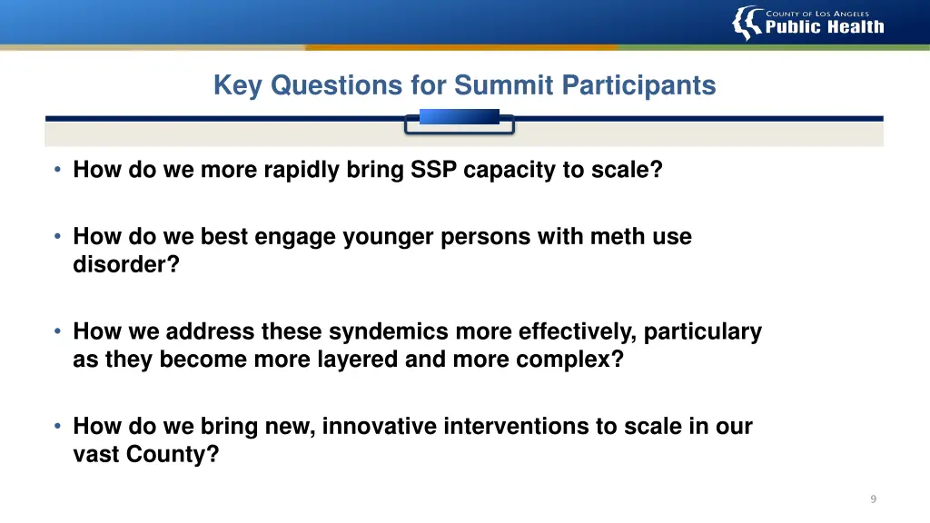 key questions for summit participants