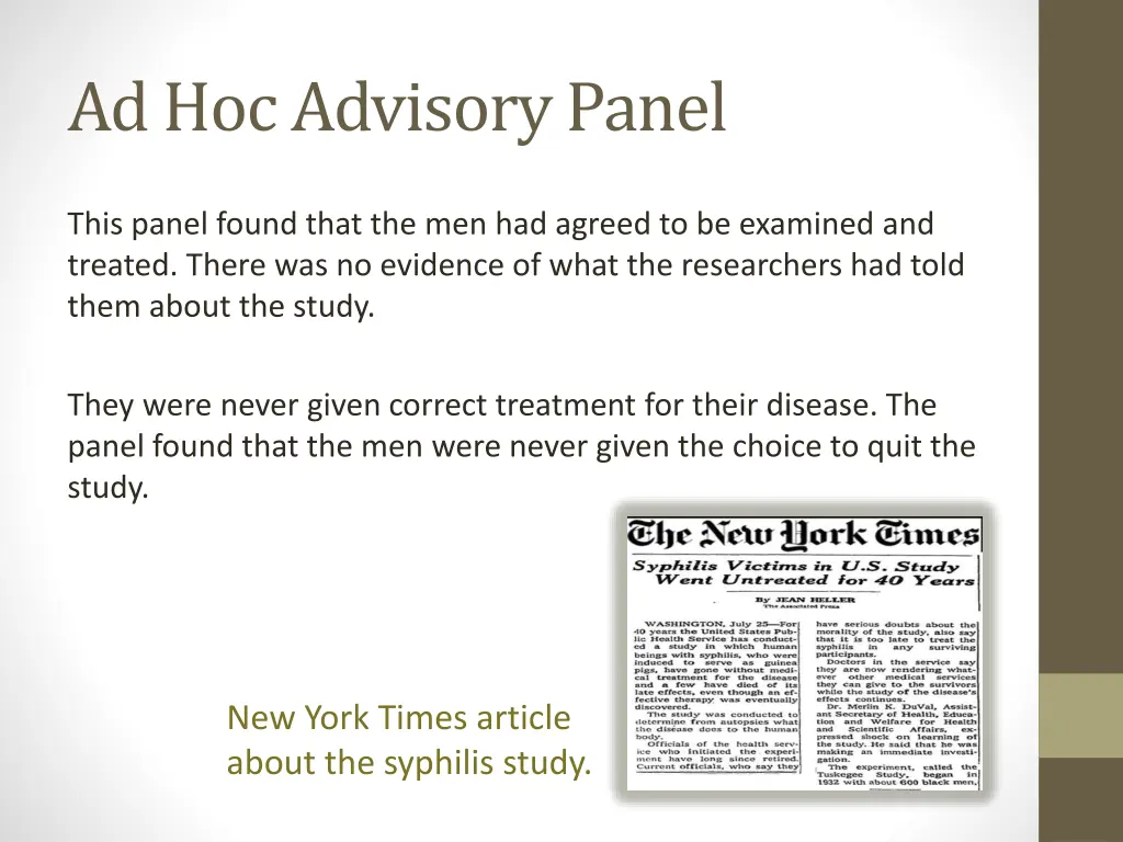 ad hoc advisory panel