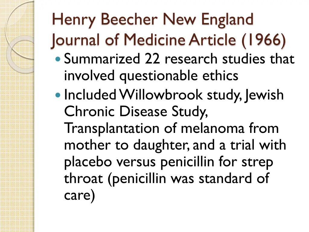 henry beecher new england journal of medicine