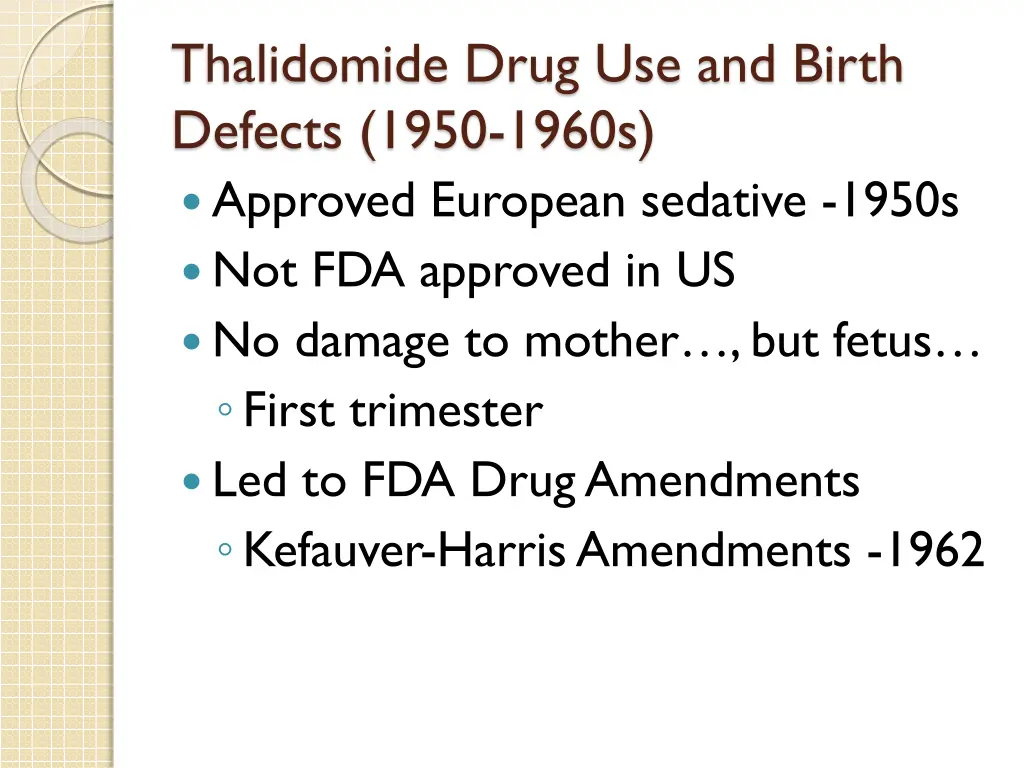 thalidomide drug use and birth defects 1950 1960s