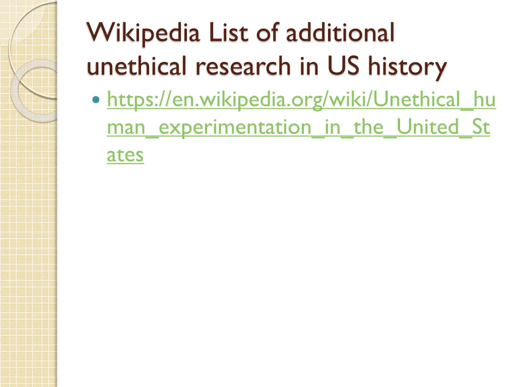 wikipedia list of additional unethical research