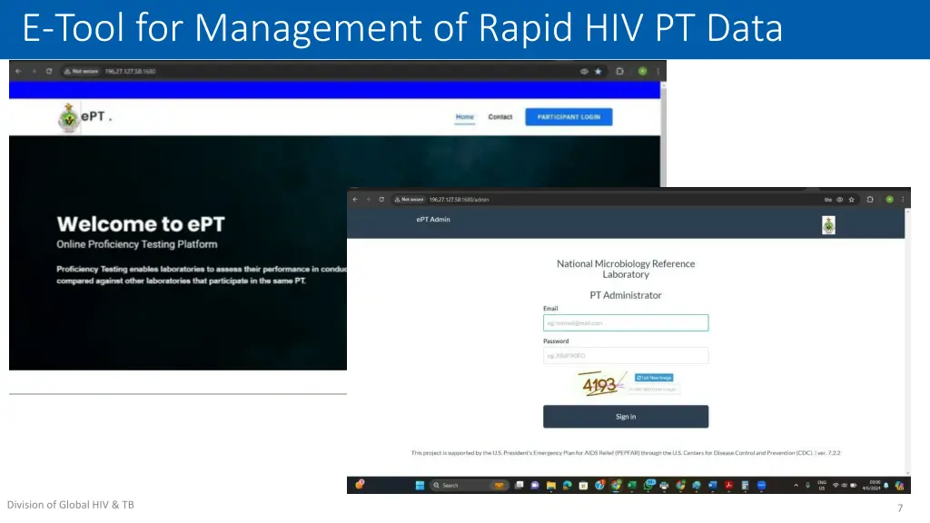 e tool for management of rapid hiv pt data