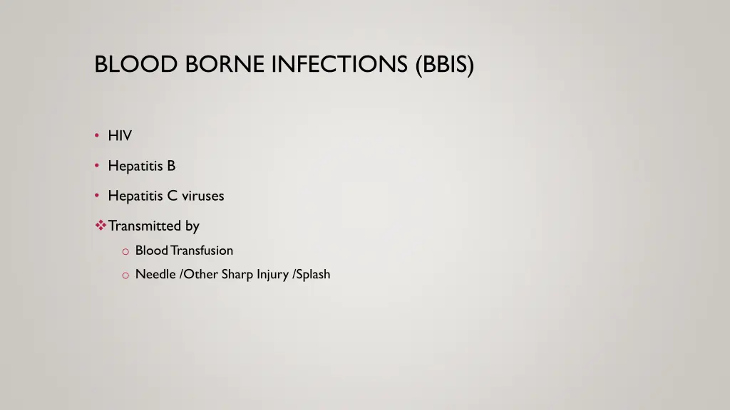 blood borne infections bbis