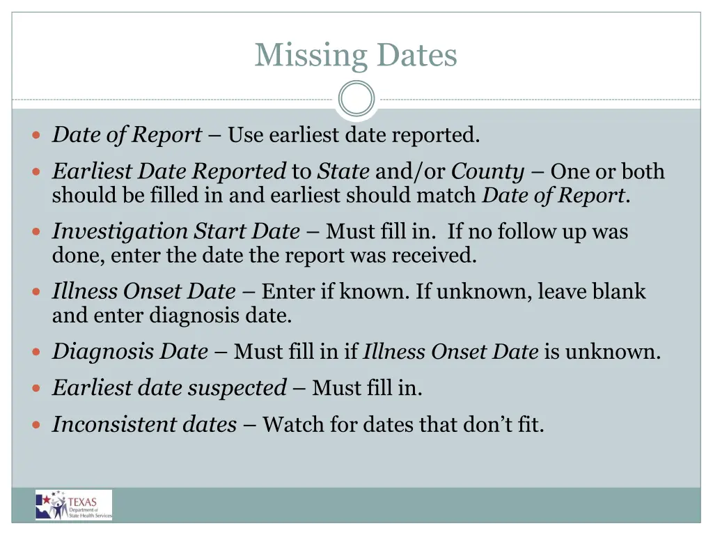 missing dates
