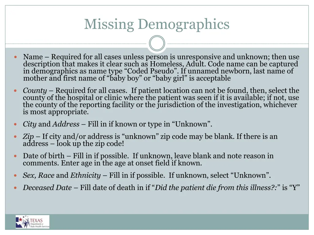 missing demographics