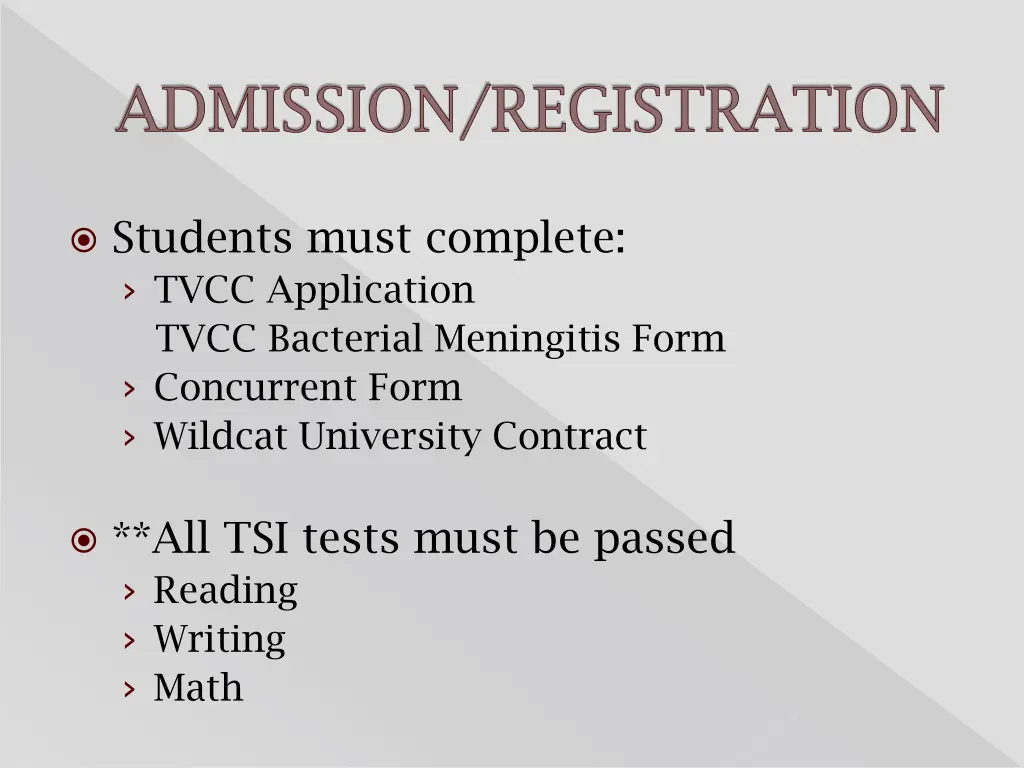 admission registration