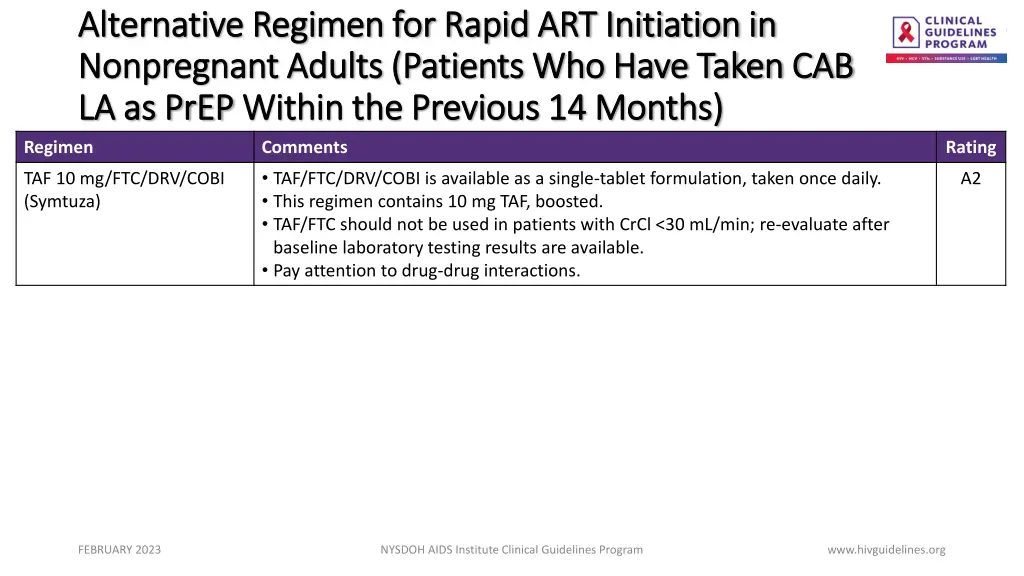 alternative regimen for rapid art initiation