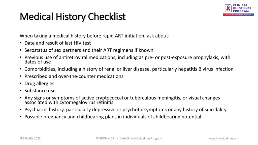 medical history checklist medical history