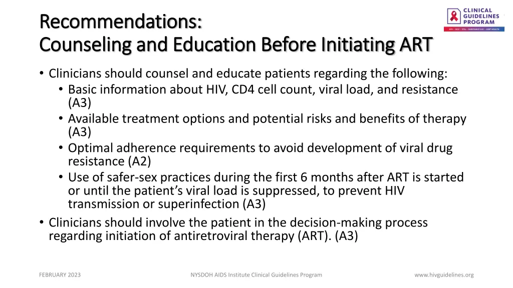 recommendations recommendations counseling